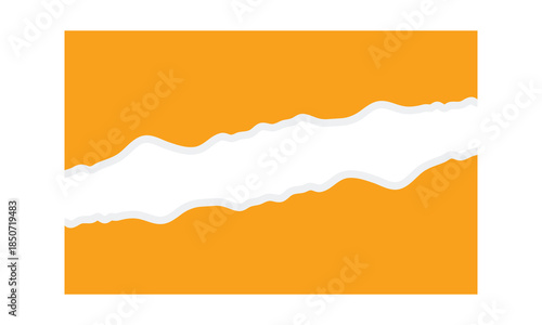 Orange background with a wavy torn white strip providing a textured blank space for text or images