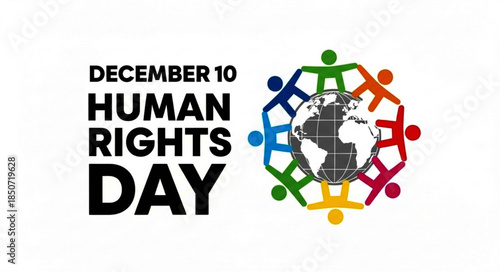 Human Rights Day Graphic with Globe and Figures Illustration