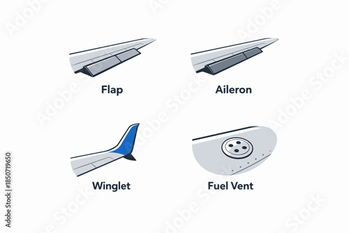 Airplane wing components illustrated in detail