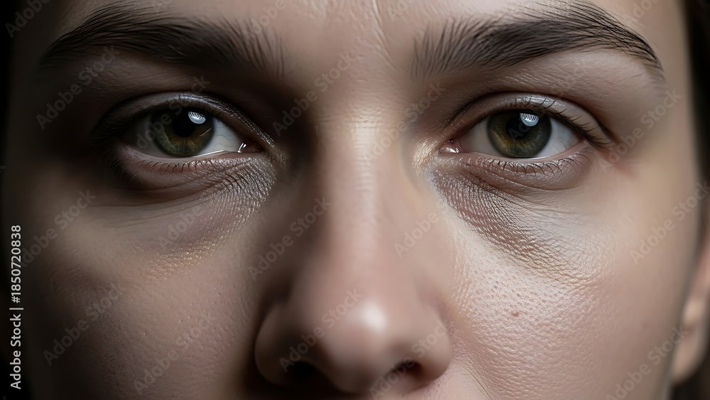 Fototapeta premium Close-up of a Persons Eyes Showing Signs of Fatigue and Stress.