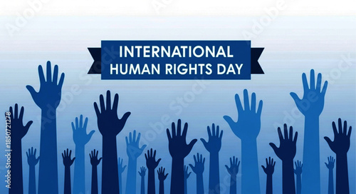 Silhouetted Blue Hands Reaching Upward in Celebration of Human Rights Day