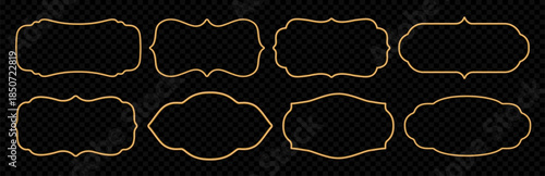 Set of Arabic style golden borders. Vintage realistic oriental 3d frame, ornamental vignette, Vector for certificate, award, stamps, label, badge, Ramadan design elements, Indian weddings invitation