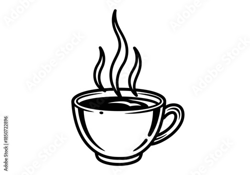 Vector illustration of steaming cup of coffee with aroma lines, clipart style vector