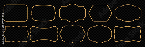 Golden 3d frames set in oriental style. Islamic ornamental border, Indian decorative element, Arabians shape. Vector for Ramadan greeting card, design certificate, badge, vignette, stamp, award, label