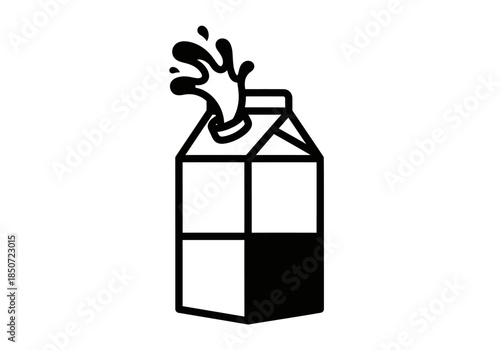 Vector illustration of a milk carton with splash, dairy drink icon, clipart style vector