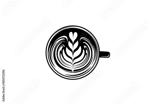 Vector illustration of a latte cup with milk foam art, coffee shop theme, clipart style vector