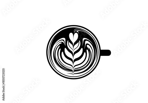 Vector illustration of a latte cup with milk foam art, coffee shop theme, clipart style vector