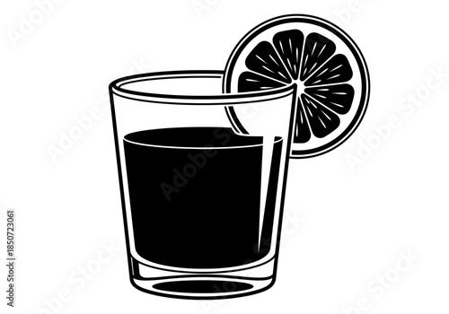 Vector illustration of a lemon tea with orange slices in a glass clipart style vector