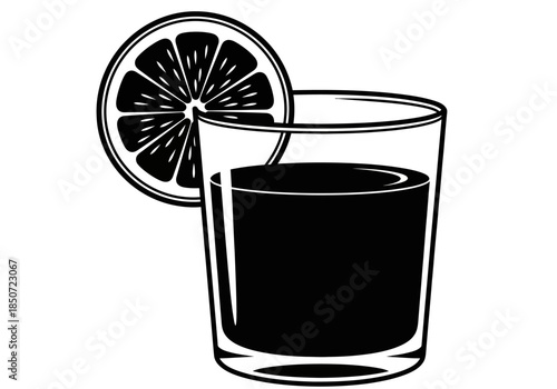 Vector illustration of a lemon tea with orange slices in a glass clipart style vector