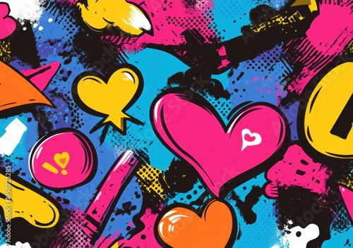 Colorful Comic Pop Art Seamless Pattern Background