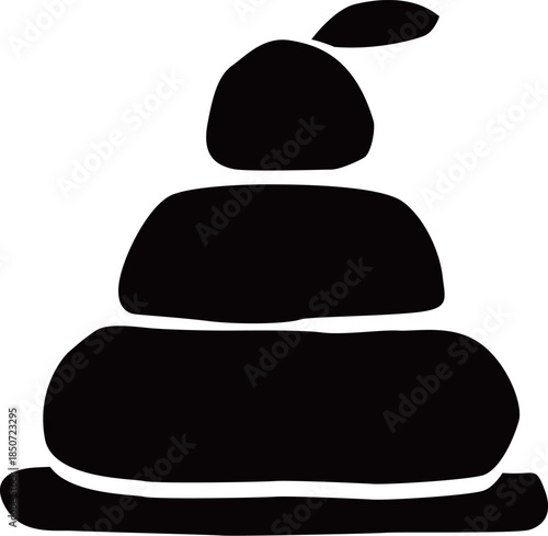 鏡餅のシルエット白黒ベクターイラスト