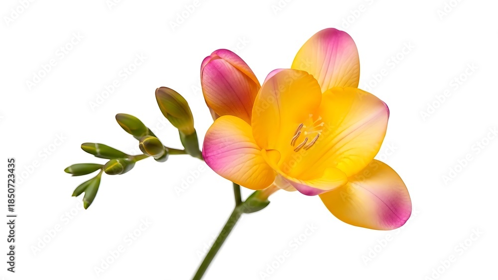 Fototapeta premium Freesia flower isolated on white background with shadow. AI GENERATED. 