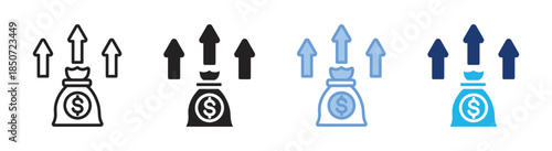 Profits icon set multiple style collection