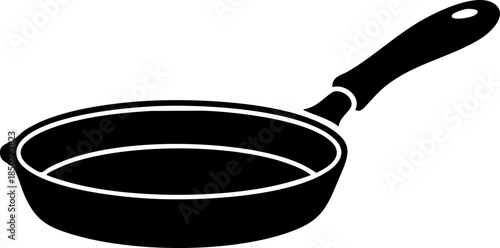 frying pan icon clipart vector on transparent background.Kitchen utensils and cookware icon set, black silhouette illustrations, fork, spoon, knife, frying pan, pot, teapot, cooking design elements