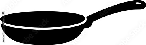 frying pan icon clipart vector on transparent background.Kitchen utensils and cookware icon set, black silhouette illustrations, fork, spoon, knife, frying pan, pot, teapot, cooking design elements