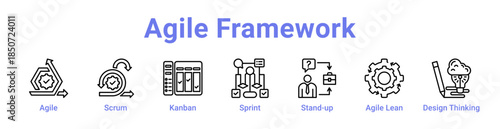 Agile Framework Icon Banner Line Art