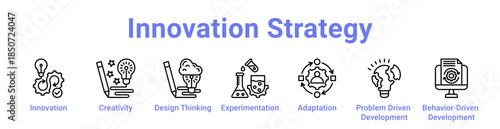 Innovation Strategy Icon Banner Line Art