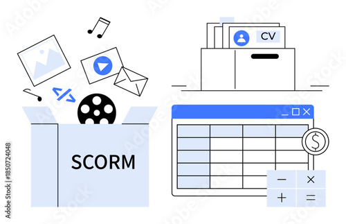SCORM content management. SCORM facilitates eLearning through digital file formats and tools. SCORM supports content packaging, data organization, and accessible learning. For education, online