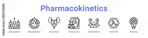 Pharmacokinetics Icon Banner Line Art