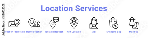 Location Services Icon Banner Line Art