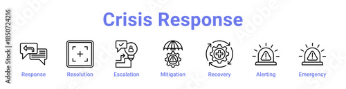 Crisis Response Icon Banner Line Art