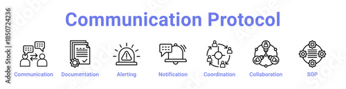 Communication Protocol Icon Banner Line Art