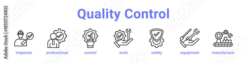 Quality Control Icon Banner Line Art
