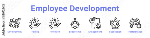 Employee Development Icon Banner Line Art