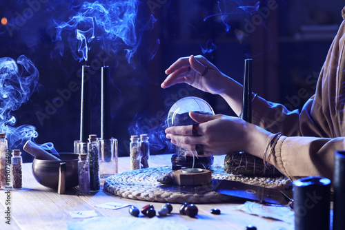 Fortune teller with crystal...