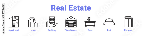 -Real Estate Icon Banner Line Art