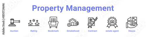 -Property Management Icon Banner Line Art