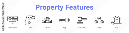 -Property Features Icon Banner Line Art