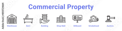 -Commercial Property Icon Banner Line Art