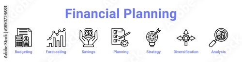 -Financial Planning Icon Banner Line Art