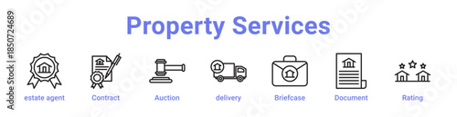 -Property Services Icon Banner Line Art