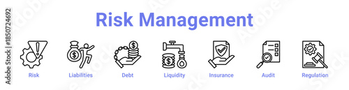 -Risk Management Icon Banner Line Art