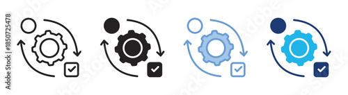 Process icon set multiple style collection