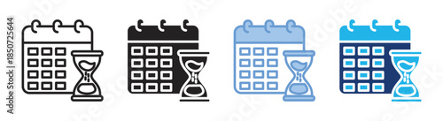 Timetable icon set multiple style collection