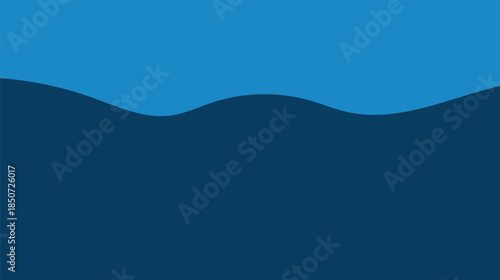 Abstract blue wave background featuring an artistic vector design of ocean water curves and nature landscape elements like mountains and clouds under a summer sky