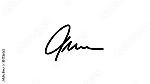 Isolated handwritten signature graphic on white background, conveying authenticity and personal touch.