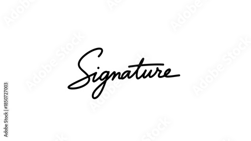 Stylized signature handwritten word on a clean white background, calligraphy script