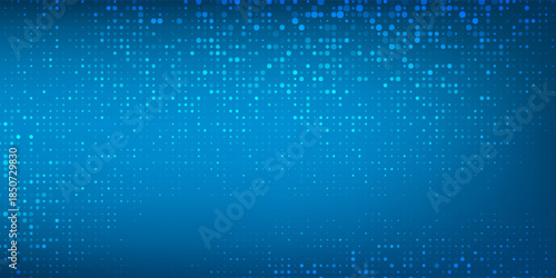 Abstract blue dotted opened 3d realistic gift box with magical shining glow and golden ribbons flying off cover simple abstract modern design