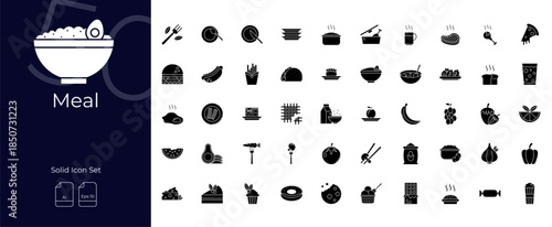 Meal Solid Editable Icons set