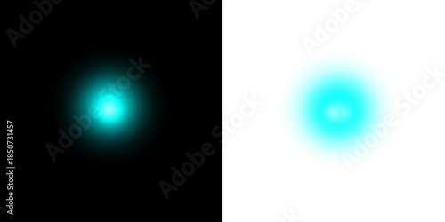 Abstract cyan glowing light energy orb on dark background for sci fi, technology, and digital motion graphics