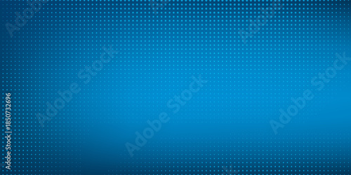 Blue dotted opened 3d realistic gift box with magical shining glow and golden ribbons flying off cover, place for your text abstract simple design