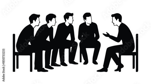 Men's Therapy Support Group Discussion Silhouette