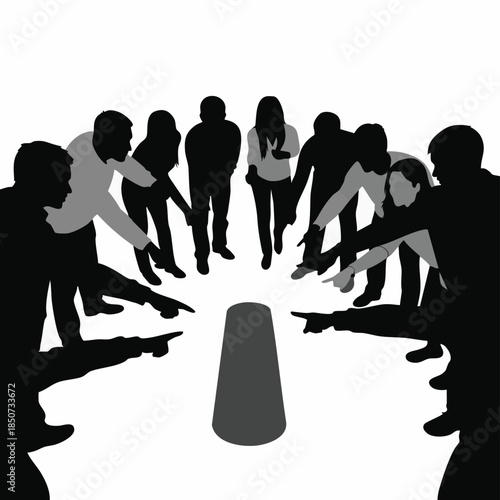 Team Pointing at Cone Collaboration Decision Focus Unity.