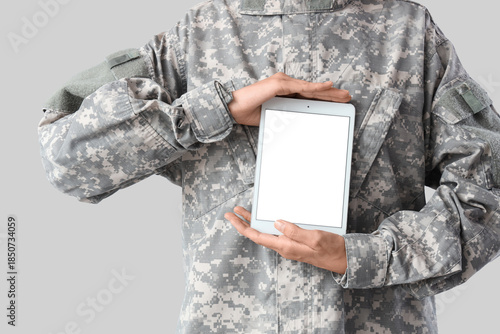 Female soldier with blank t...