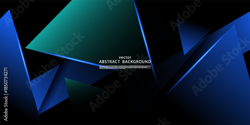 Dark blue and green geometric abstract background. Overlapping arrows form a triangular pattern element. Vector eps10