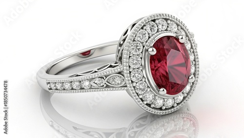 Luxury silver engagement ring featuring precious diamonds and shiny gems, a fashion accessory and isolated jewellery gift for a wedding or love